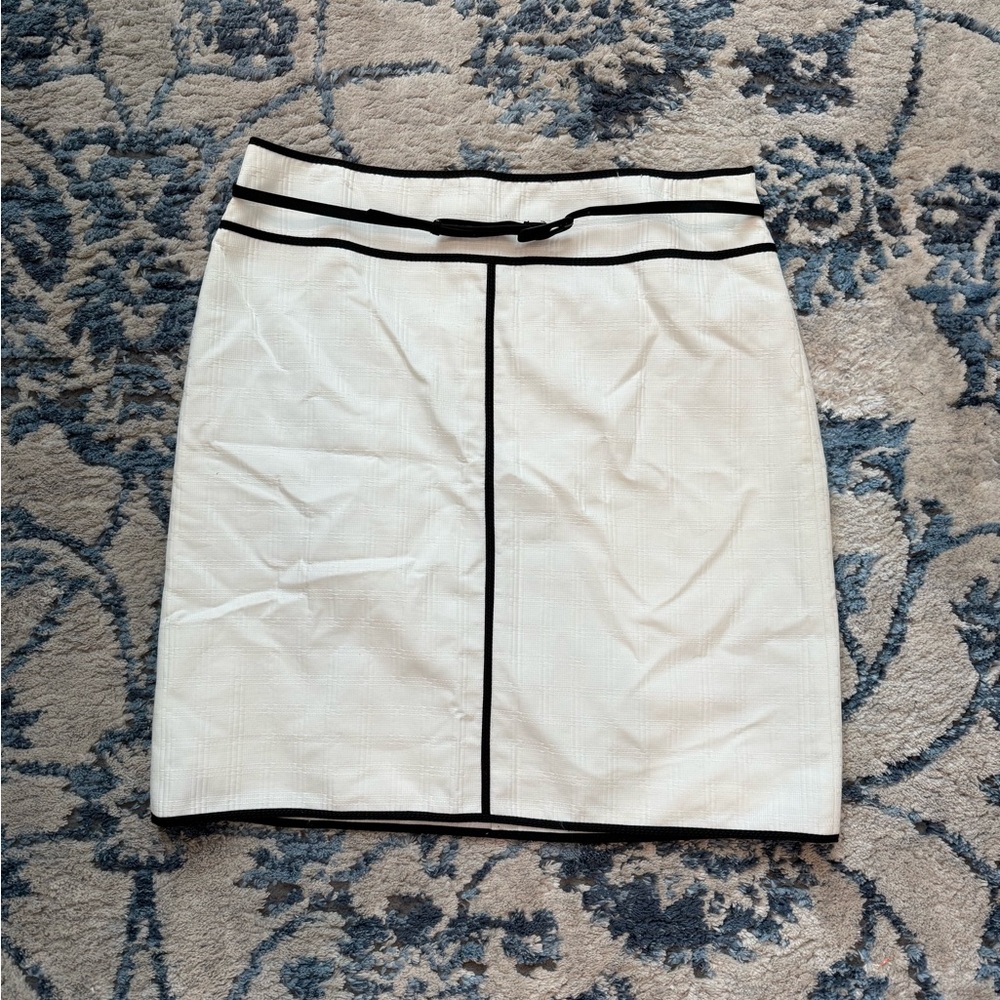 Elegant White Skirt with Black Trim